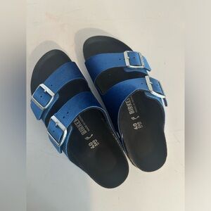 Birkenstock sandals - blue suede texture
